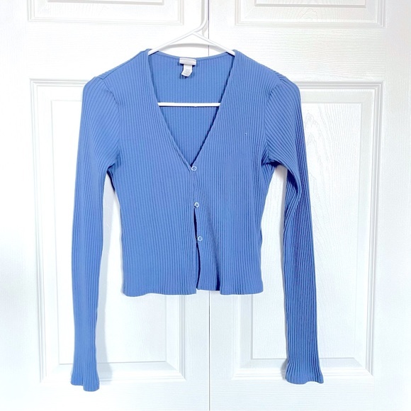 H&M Sweaters - H&M Baby Blue Button Up Ribbed Knit Cardigan
